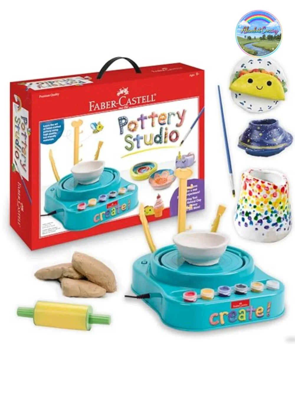 Pottery Studio Kit - Kid-Friendly Wheel, Air-Dry Clay, Paints & Tools